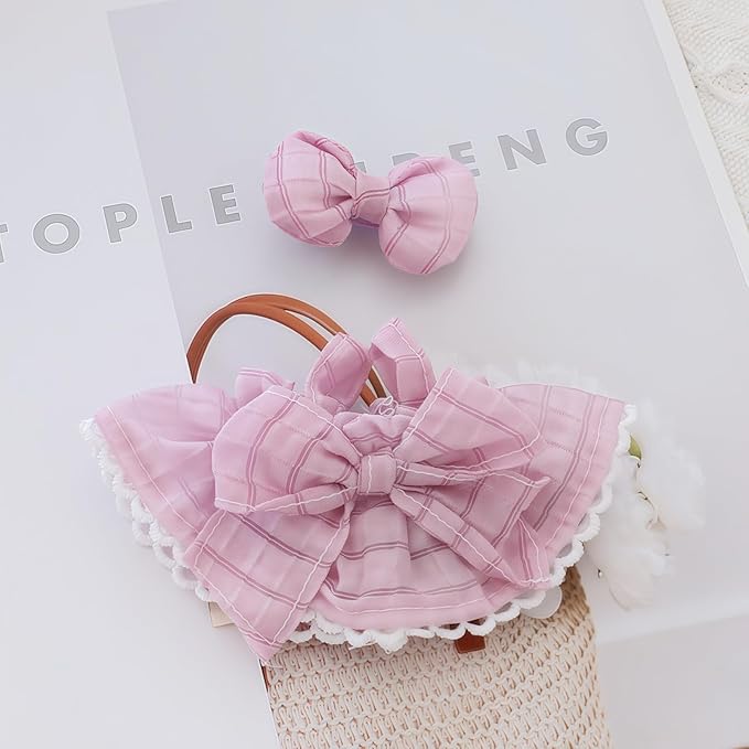Clothes for Lu bubu 17cm Dolls Accessories (No Doll), Kawaii Skirt Outfit Set 2 Pieces for 17cm Dolls Suit, Stylish Dress Up Flower Dolls Clothing Set Replacement Purple