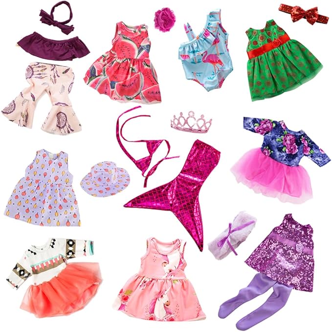 ebuddy 10 Set 18 Inch Doll Clothes - Fashion Outfit Fit for 18 inch Girl Doll (Only Clothesl)