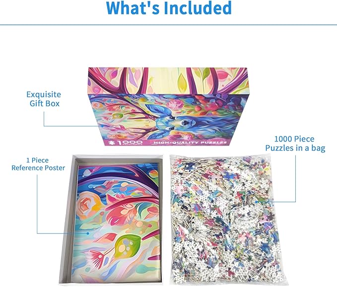 Jigsaw Puzzles 1000 Pieces Geometric Colorful Deer Puzzle for Adults 1000 Pieces Fantasy Puzzles for Adults Jigsaw Puzzle Modern Art 1000 Piece Puzzles for Adults Teens Seniors