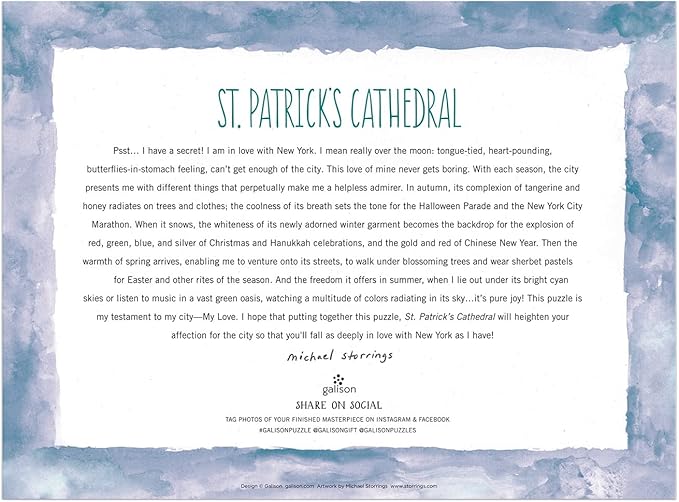 Galison Michael Storrings St. Patrick’s Cathedral Puzzle, 1000 Pieces, 27” x 20” – Difficult Jigsaw Puzzle with Stunning Artwork – Thick, Sturdy Pieces, Challenging Family Activity