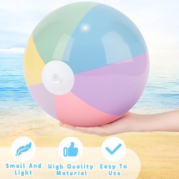 12 Pcs Pastel Inflatable Beach Balls Bulk Pastel Color Jumbo Big Beach Balls Baby Shower Birthday Summer Swimming Party Decorations Favor Water Games(18 Inch,Macaron Color)
