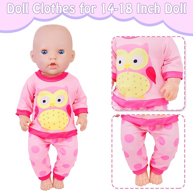 K.T. Fancy 5 Sets Baby Doll Clothes for 14-18 Inch Dolls - Gift for Kids' Birthday, Children's Day & Christmas