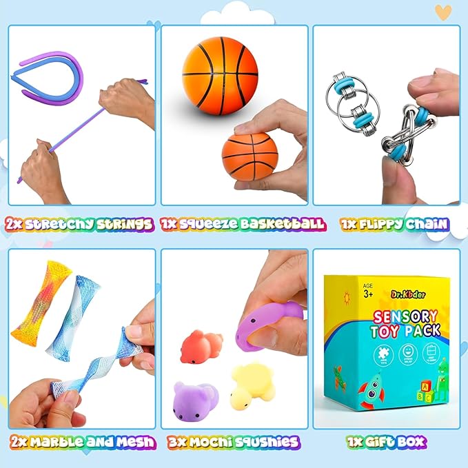 Easter Basket Stuffers for Kids, 15Pack Fidget Toys Bulk Adult Sensory Autism ADHD Autistic Figette Classroom Treasure Prize Box School Must Have Stress Anxiety for Age 5-7 8-12 Valentines Day Gifts