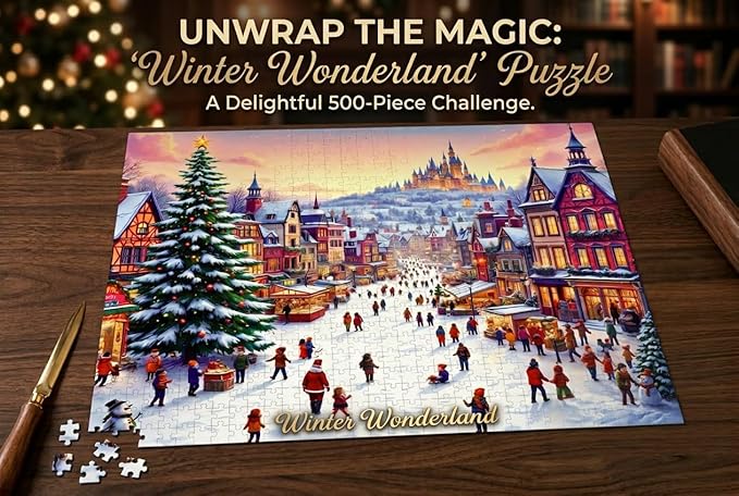 Winter Wonderland Jigsaw Puzzle for Ages 16 and Over - 500 Pieces, Winter/Christmas Village Theme