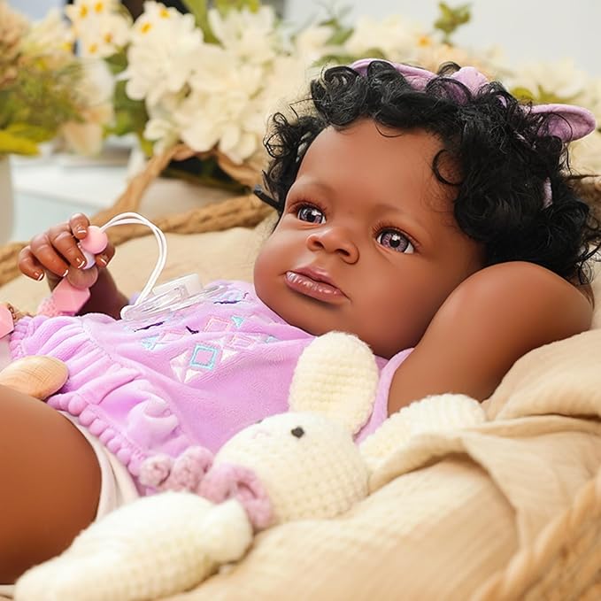WOOROY Realistic Reborn Baby Dolls Black – 20-Inch African American Real Life Baby Dolls with Soft Full Vinyl Body, Handmade Gift Toy with Doll Accessories for Kids Ages 3+