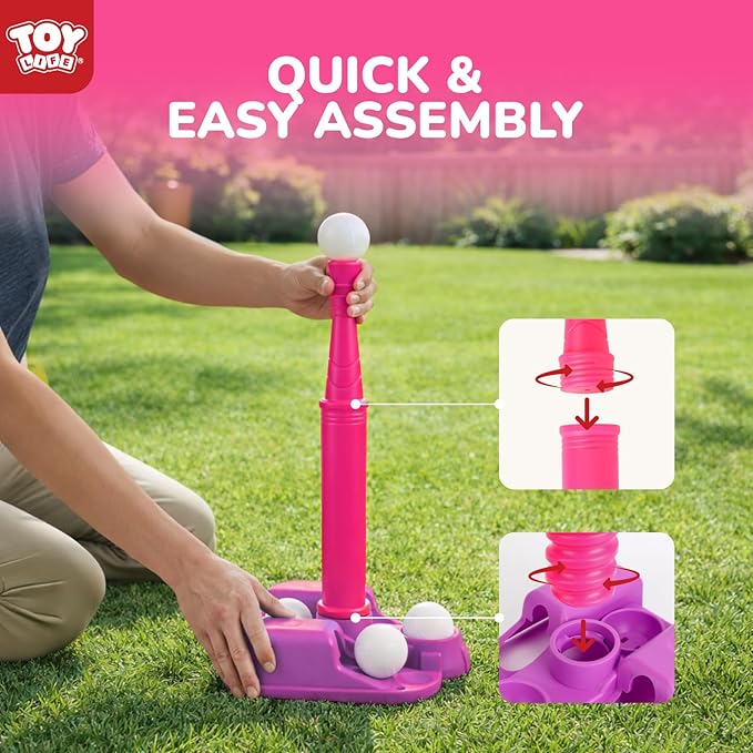 TOY Life T Ball Set for Kids 3-5 5-8, Toddler Baseball Set for Girls, T Ball Stand Sets, Tball Bating Tee Outdoor Indoor Toys for Toddler Girls