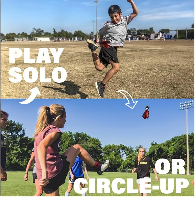 Kickit | The Original Birdie Soccer PRO Trainer | Play Outdoors, Indoors or Backyard, Beach or Tailgate, All Ages Fun & Travel Friendly (Black & Red)