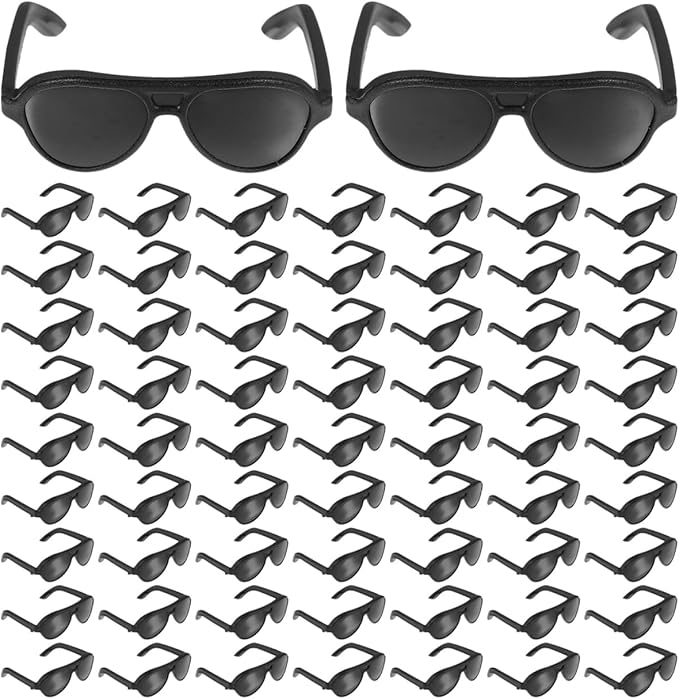 Gadpiparty 120pcs Mini Sunglasses for Crafts Black Doll Accessories Tiny Dollhouse Eyewear for DIY Decoration Plastic Miniature Glasses for Dressing up Play House Toys
