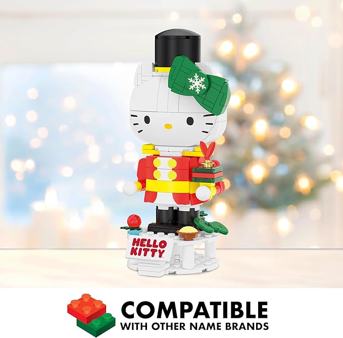 Brickcraft Hello Kitty Toy Soldier Brick Building Set Nutcracker Sanrio Holiday Christmas Block Kit & Collectible Display Figure DIY Construction Gift for Kids & Adults, Festive Décor Ages 8+ 223 pcs