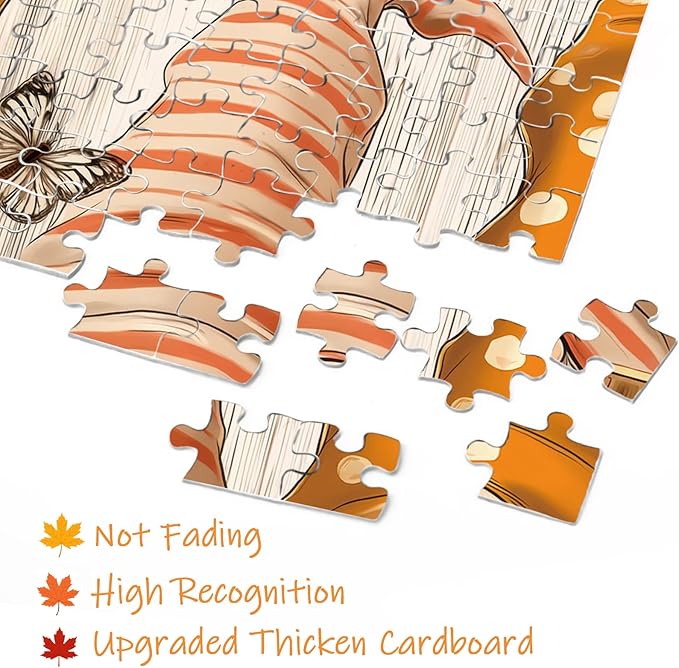 Fall Autumn Thanksgiving Puzzle for Adults 1000 Pieces, Christian Religious Jesus Jigsaw Puzzle, Gnome Pumpkin Sunflower Butterfly Scripture Bible Cross Puzzle