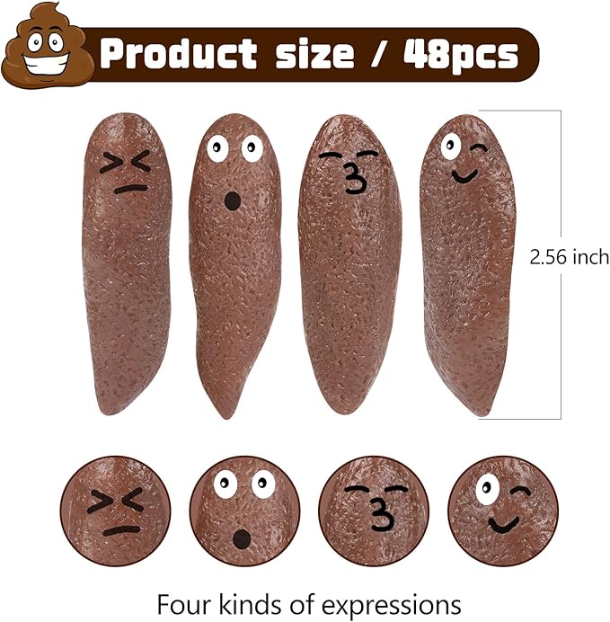 90 Pack Poop for Finger Slingshot, Poop Rubber Spoof Toy for School Party, Friends Gathering