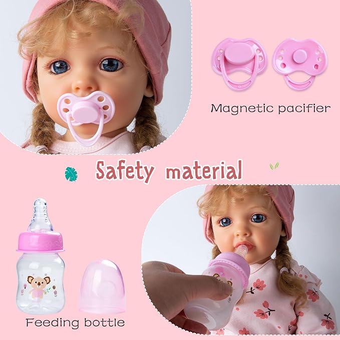 12 Pcs Reborn Baby Doll Clothes Floral Outfits for 17-22 Inch Reborn Dolls Girl with Backpack and Soft Diapers Babydoll Accessories