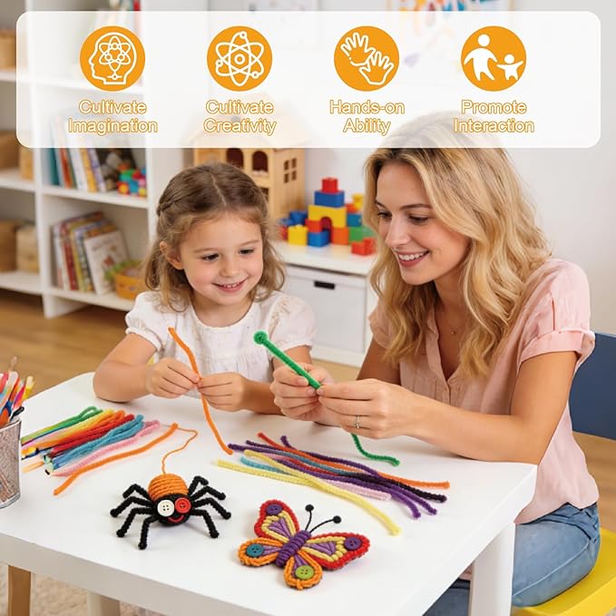 1000PCS 20 Colors Pipe Cleaners Bulk, Durable Chenille Stems, Multicolored Limpia Pipas, Pipe Cleaners Craft for DIY Crafts, Flower Making Kit, Arts and Crafts Supplies, School Decorations.