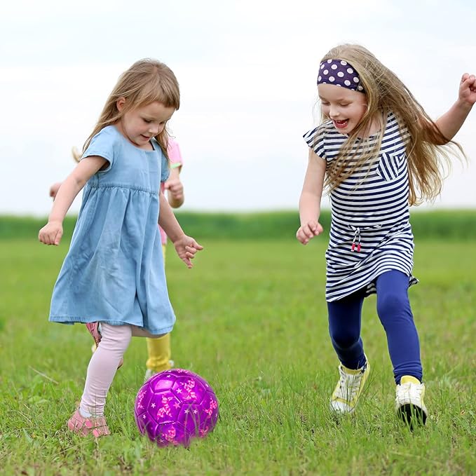 Soccer Ball Size 2 Size 3 Size 4 For Toddlers Kids Ages 1-3 3-8 8-12 - Glitter Unicorn Dinosaur Design - Sports & Outdoors Ball with Pump Deflated - Gift for Girls Boys Children Youth School Birthday