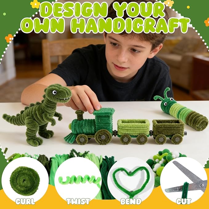 X Hot Popcorn 790 Pcs Pipe Cleaners Green Pipe Cleaners Bulk Pipe Cleaners Craft Chenille Stems for DIY Art Craft St. Patrick's Day Party Decorations