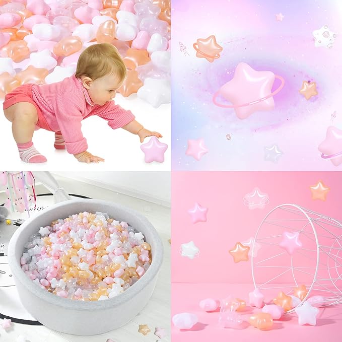 STARBOLO Star Ball Pit Balls for Toddlers -100pcs Stars 2.55-Inch Phthalate Free BPA Free Non-Toxic Crush Proof Play Balls for Play Tent Pool Playhouse Playpen Party Decoration.