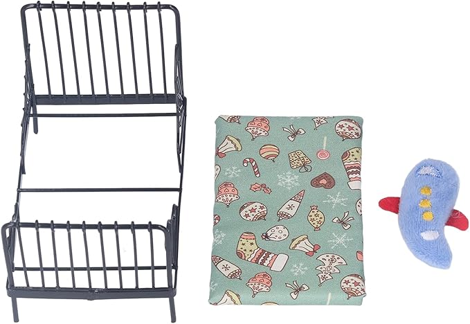 Fydun 1:12 Doll House Bed, 1 12 Children Metal Miniature Bedroom Bed,1 Scale European Furniture Accessory Black Frame with Mattress Pillow for Decor Type B (Type B)