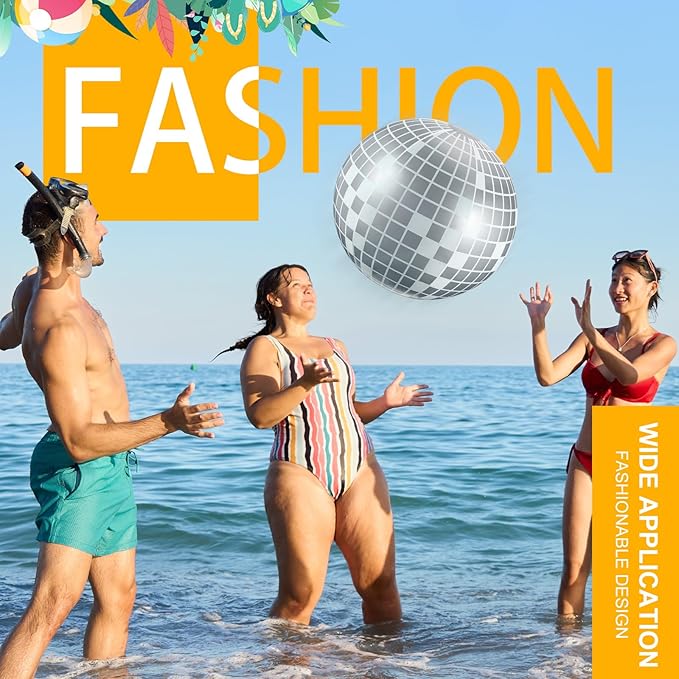 12 Pcs Inflatable Beach Ball Disco Theme Party Decoration Inflatable Disco Ball for Summer Pool Indoor Outdoor Beach Sports Theme Decor Gift