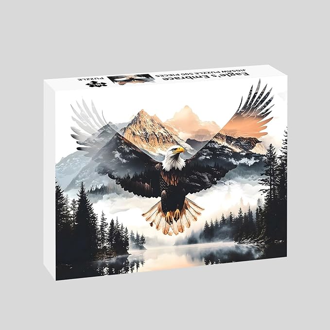 500 Piece Puzzles for Adults, Eagles Jigsaw Puzzles - Eagle's Embrace, Impossible Landscape Puzzles, Finished Size 20.47 * 14.96”, with 1:1 Poster, Letter on The Back