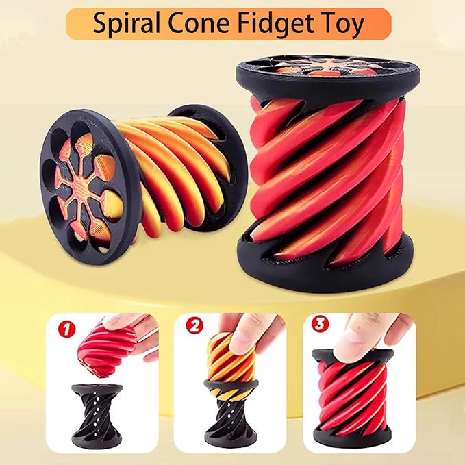 3 Packs Spiral Cone Fidget Toy,Impossible Cone Impossible Pyramid Passthrough Toy,3D Printed Spiral Cone Fidget Toy,Mini Vortex Thread Illusion Desktop Deco Souvenir Gift for Anxiety Relaxing