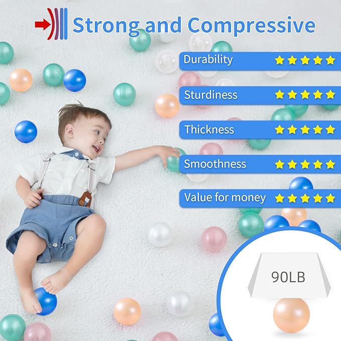 STARBOLO Ball Pit Balls for Toddlers Phthalate Free BPA Free Non-Toxic Crush Proof Play Balls for Toddlers Kids Pool Playhouse Pack of 100 200 500