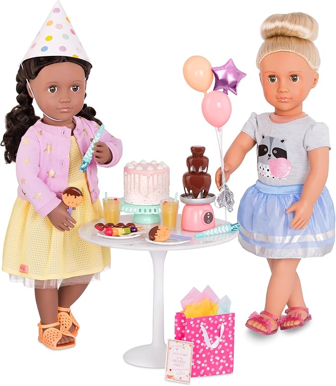 Our Generation - Sweet Celebration Birthday Set - 18-Inch Doll Party Accessories - Birthday Cake & Balloons - Pretend Food & Supplies - Imaginative Play - Toy for Kids 3 Years +