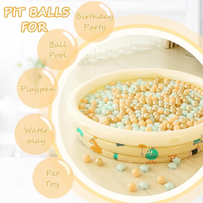 Realhaha Ball Pit Balls 50 100 200 500, Star Shapes for Babies Kids Playpen Plastic Balls for Babies Ball Pool Puppy Playballs