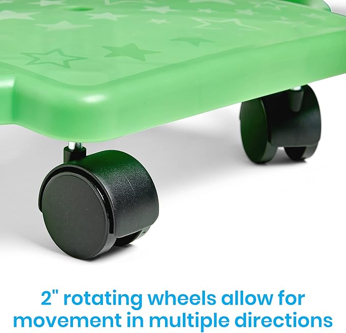 hand2mind Green Indoor Scooter Board with Handles, Sit Down Floor Scooter, Gym Activities for Kids, Indoor Sport Recess Games, Physical Education Equipment, Gross Motor Toys