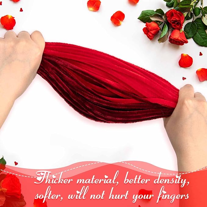 Peryiter 500 Pieces Pipe Cleaners Chenille Stems for Flowers Craft Supplies Bulk Fluffy Fuzzy Sticks for DIY Art Projects Creative Gift Wrapping Party Decorations(Rose Color,12 Inch)