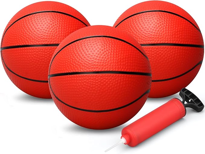 Dilabnba 8" Mini Rubber Replacement Basketballs for Basketball Hoop/Pool, Kids Toddler Soft Beach Bouncy Ball Sports Party Game, Junior Balls Indoor Outdoor Arcades Games, Lightweight (4PCS)