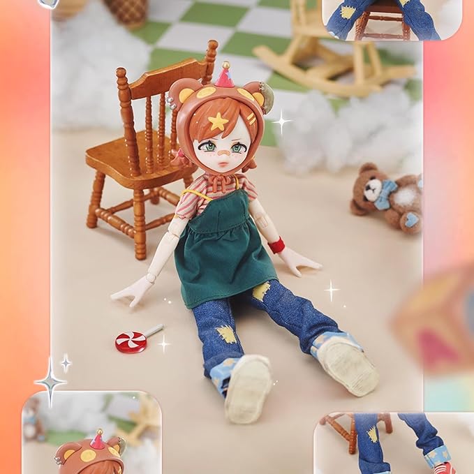 CALEMBOU BJD Blind Box, Eve Lynna Series 18cm Ball Jointed Doll, Cute Dress Up Doll with Joints, Collection Action Figure Toys, Gift for Girls Boys (Eve Lynna-1box)