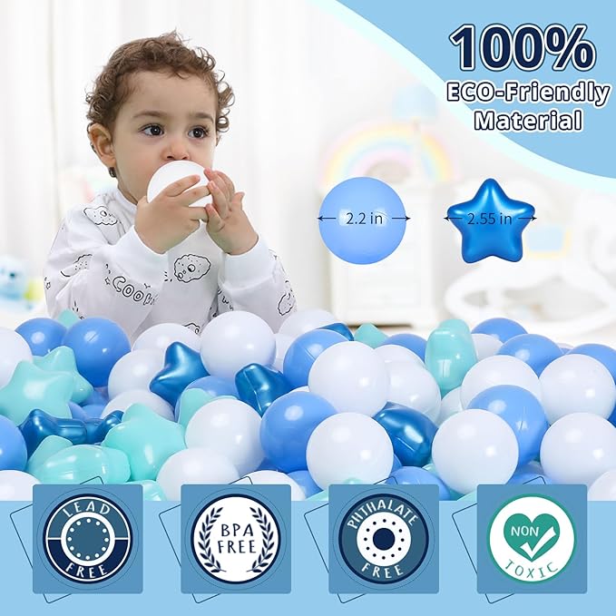 STARBOLO Ball Pit Balls - 100pcs-4colors Crush Proof Plastic Children's Toy Balls Macaron Ocean Balls for Birthday Parties Games Pool