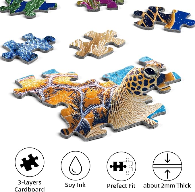 Jigsaw Puzzles 1000 Pieces for Adults, 1000 Piece Sea Turtle Jigsaw Puzzle for Adults, Challenging Ocean World Marine Art Puzzle, Unique Gift for Puzzle Lovers