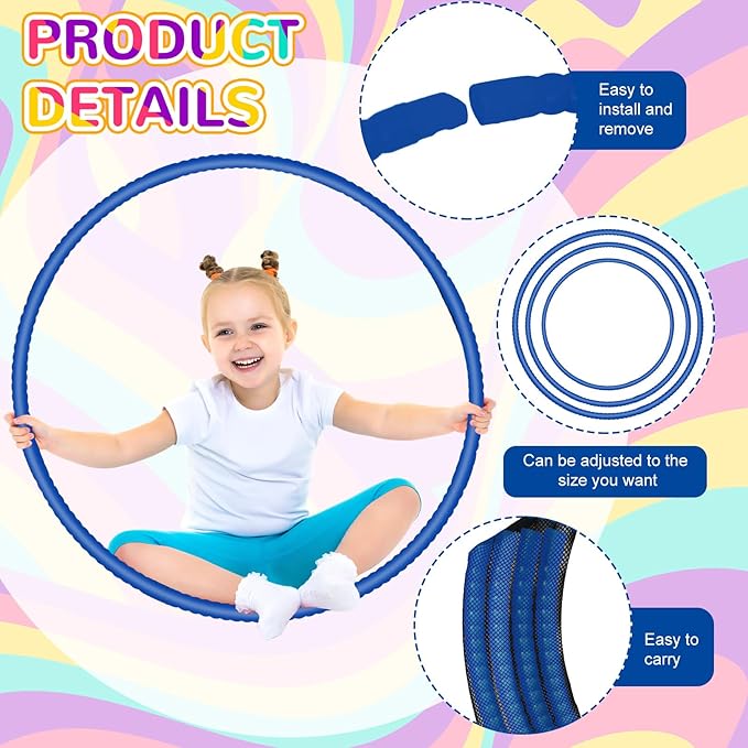 2 Pcs Toy Hoop Exercise Hoop Detachable Adjustable Plastic Toy Ring Playground Equipment for School Colored Circles Exercise Ring for Teens Dog Agility Equipment(Royal Blue,23 Inch)