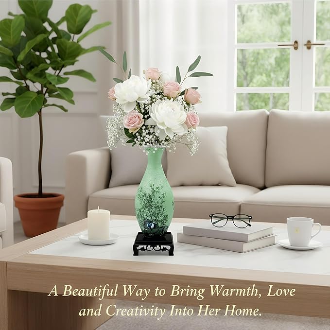 3D Puzzle Vase for Adults, 160 Piece Unique Flower Vase, Crafts for Adults, Home Decor Gift for Flower Arrangements (Bamboo)