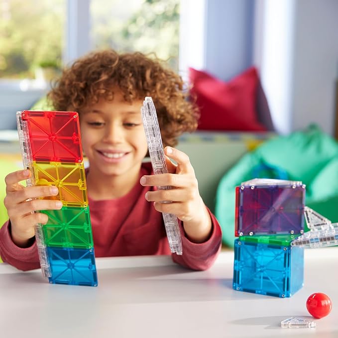 Magna-Tiles Rail Racers 33-Piece Magnetic Construction Set, The Original Magnetic Building Brand