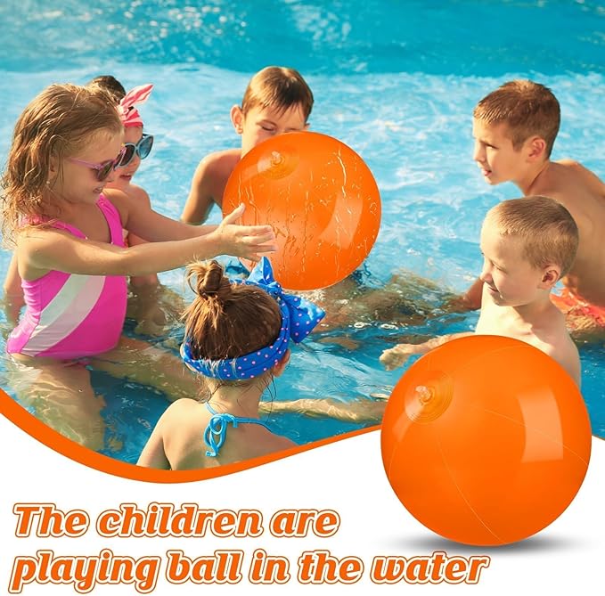 20 Pack Orange Beach Ball - 12Inch Blow Up Beach Ball Party Supplies for Kids, Inflatable Floating Balls for Summer Pool Parties, Outdoor Activities & Birthday Decorations(Orange)