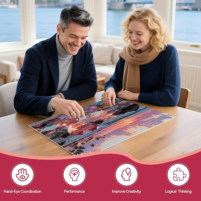 500 Piece Jigsaw Puzzle for Adults – Beach Glass Heart Jigsaw Puzzles 500 Pieces, Sunset Ocean Heart-Shaped Puzzles for Adults 500 Pieces, Challenging Perfect for Game Nights, 20.5 X 15 in