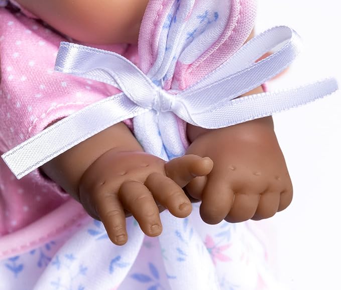 La Baby African American 11-inch Small Soft Body Baby Doll | JC Toys - La Baby | Washable |Removable Pink Floral Outfit w/Hat, Pacifier & Blanket | for Children 12 Months +