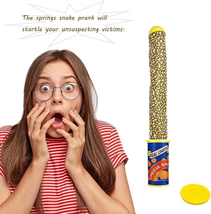 Prank Potato Chip Can Snake Pranks Jump Spring Toy Prankster Stuff Gifts for Adults, Gags Practical Joke Toys for Halloween Party Decoration Fun Toys,April Fools' Day Pranks，Blue 1 Pcs