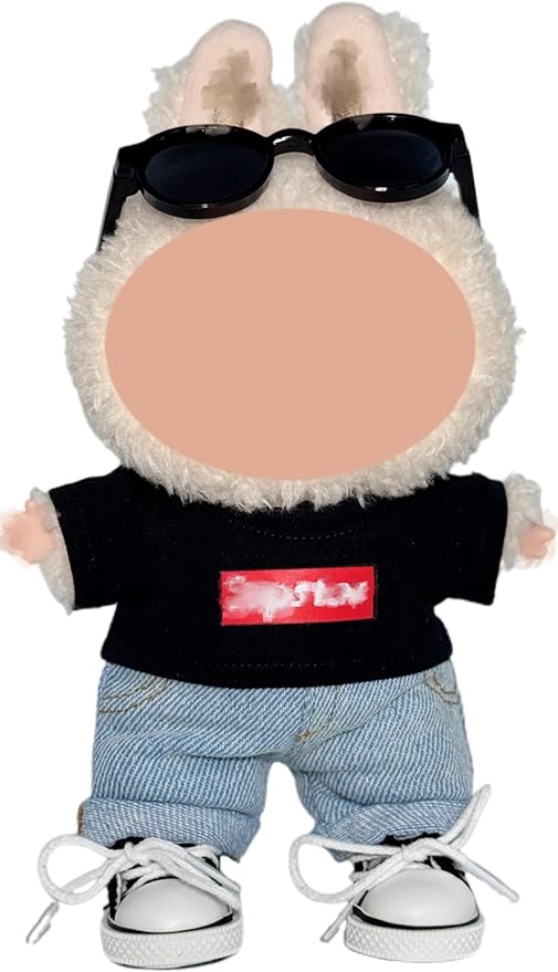 4-Piece Casual & Trendy Sets for 17cm (6.7 in) Dolls (No Doll) – Tops, Bottoms, Canvas Shoes & Sunglasses (Multiple Styles) (Black)