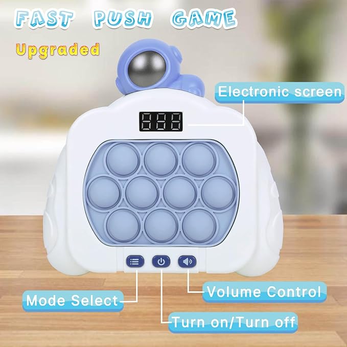 Quick Push Pop Fidget Toys for Kids & Adults, 12 Game Modes Upgraded Light Up Fast Push Bubble Handheld Toy, Stress Relief & Party Favors, Christmas & Birthday Gifts for 3-12 (Astronaut)