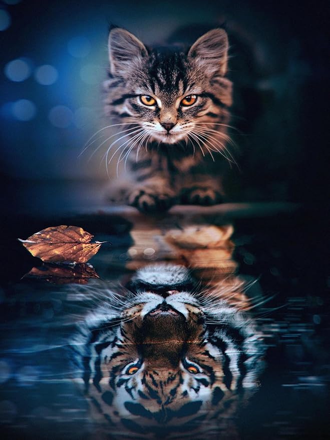 1000 Pieces Jigsaw Puzzle for Adults,Cat and Tiger Wood Jigsaw Puzzle,Brain Challenge Educational Game Relaxation Family Activity Pastime Entertainment Activity Decorative Puzzle