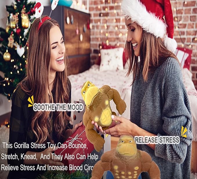 Stretchy Glue-Sand Filled Rubber Gorilla, Latex Gorilla Soft Decompression Doll Toy,Squishy Monkey Toy, Animal High-Elastic Stretchable, Decompression Toy for Adults and Children (Gorilla-XL)