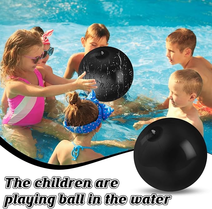 10 Pack Black Beach Ball - 12Inch Blow Up Beach Ball Party Supplies for Kids, Inflatable Floating Balls for Summer Pool Parties, Outdoor Activities & Birthday Decorations (Black)