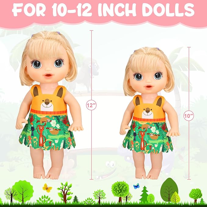 9 Pcs Alive Baby Girl Doll Clothes for 10-12 Inch Girl Dolls，12 Inch Alive Baby Doll Clothes Accessories Dress Outfits，Best Gift for Kids（No Dolls）