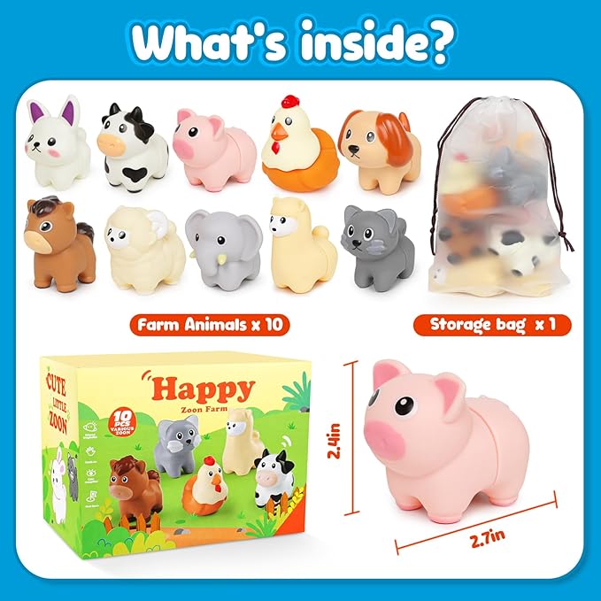 Montessori Farm Animals for Toddlers 18+Month,Early Educational Little People Animals Figurines Learning Fine Motor Matching Games Easter Basket Stuffers Gift for Boys Girls