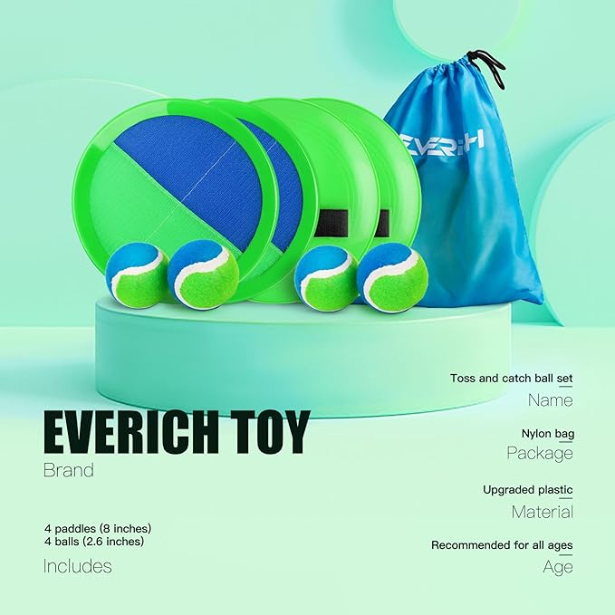 EVERICH TOY Upgraded Toss and Catch Ball Game Set, Easter Basket Stuffers Outdoor Games for Kids Toys, Beach Pool Toys Outside Family Yard Games Easter Gifts for Boys Girls 3 4 5 6 7 8-12 Years Old