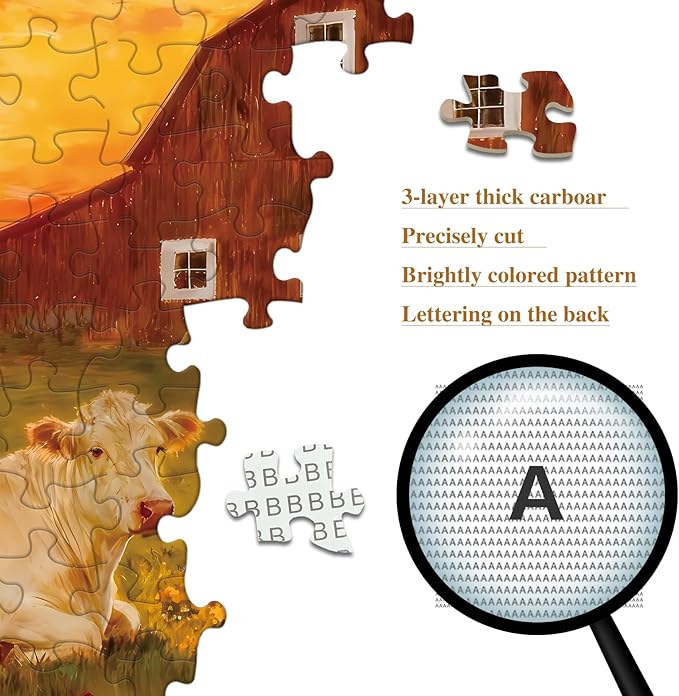 1000 Piece Puzzle for Adults Autumn Harvest Farm Jigsaw Puzzles with Letters on Back Family Impossible Challenging Puzzle Gift for Valentine Friends Parents(27.56x19.7 Inch)