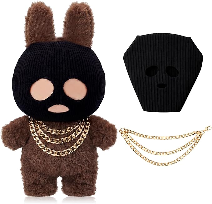 Simgoing 17cm Doll Clothes Mask Set with Black Head Cover and Gold Necklace Outfit Gifts Fits 17cm Dolls Accessories for DIY Dress up Lovers